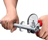 Hands using a pipe cutter to cut a pipe. Produktbild-Vorschau
