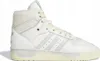 A studio shot of a single white Adidas Rivalry Hi sneaker. Produktbild-Vorschau