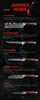 A dark background with images and descriptions of different Japanese knives. Voir les images du produit