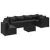 vidaXL 7-tlg. Garten-Lounge-Set mit Kissen Schwarz Poly Produktbild-Vorschau 1