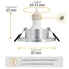 A diagram showing the dimensions of a recessed light fixture. Produktbild-Vorschau