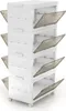A stack of four white storage boxes with transparent gray lids, some of which are open. Anteprima dell’immagine prodotto
