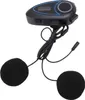 A black motorcycle helmet communication system with two earbud speakers and a microphone. Podgląd zdjęcia produktu