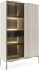 A modern display cabinet with glass doors and LED lighting. Produktbild-Vorschau