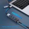 A USB hub connected to a laptop, with text indicating speed and connection. Produktbild-Vorschau