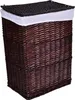 A brown wicker laundry basket with a white liner and a woven lid. Produktbild-Vorschau