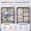 8er Set Kofferorganizer beige mit Kosmetiktasche und Produktbild-Vorschau 3