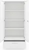 An open white metal cabinet with shelves and a drawer. Podgląd zdjęcia produktu