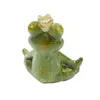 Froschkönig mit Krone Gartenfigur sitzend aus Keramik Höhe Produktbild-Vorschau 3