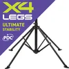 A black dartboard stand with text overlays. Produktbild-Vorschau