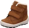 A single brown child's boot with cream-colored lining and white soles. Podgląd zdjęcia produktu