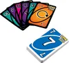 A fanned out set of UNO Flip! Express cards and a stack of UNO Flip! Express cards. Produktbild-Vorschau