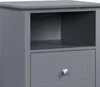 Close-up of a gray nightstand with a drawer and an open shelf. Produktbild-Vorschau