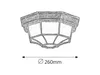 A sketch of an octagonal outdoor ceiling light with a glass diffuser and a metal frame, with a diameter measurement indicated below. Produktbild-Vorschau