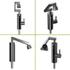 A collage of four different views of a modern kitchen faucet with an integrated water heater. Produktbild-Vorschau