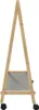 A product shot of a bamboo clothing rack with a gray fabric shelf and wheels. Anteprima dell’immagine prodotto