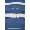 A close-up view of a blue backpack with a white buckle and strap. Produktbild-Vorschau