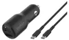 A black car charger with two USB-C ports and two USB-C cables are shown against a white background. Anteprima dell’immagine prodotto