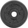 A black cast iron weight plate with embossed text. Náhľad obrázku produktu