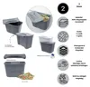 Collage of images showing different aspects and features of a hanging waste bin. Produktbild-Vorschau
