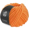 A ball of orange yarn with a black label. Produktbild-Vorschau