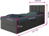 A single boxspring bed with dimensions indicated by pink lines and text. Produktbild-Vorschau