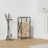 vidaXL Stojan na palivové drevo čierny 34x25x70 cm Oceľ Náhľad obrázku produktu 2