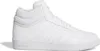 A white Adidas Hoops 4.0 Mid sneaker shown from the side on a white background. Voir les images du produit