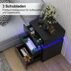 2x Nachttisch,Nachtschrank mit LED Licht,Nachtkommode mit 3 Produktbild-Vorschau 3