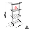 A three-tiered drying rack with wheels, shown against a white background with measurement indicators. Produktbild-Vorschau