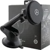 A black Mercedes-branded magnetic car mount with a suction cup base is shown in front of its packaging. Produktbild-Vorschau