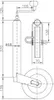 Technical drawing of a trailer support wheel with dimensions. Produktbild-Vorschau