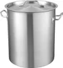 A large, silver stainless steel stockpot with a lid and handles, shown from a front-side angle against a white background. Náhled obrázku produktu