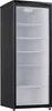 A black glass door refrigerator with multiple shelves. Produktbild-Vorschau