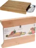 A bamboo cutting board with a pull-out stainless steel tray, shown both as a product shot and with packaging. Náhľad obrázku produktu