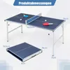 A foldable table tennis table with dimensions shown, along with two paddles and balls. Náhľad obrázku produktu
