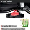 Close-up of a lawnmower component with text and diagrams indicating features. Produktbild-Vorschau