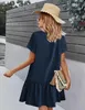 ASKSA Damen Sommerkleid Button Down Leinenkleid Strandkleid Produktbild-Vorschau 3