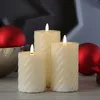 LED Stumpenkerze TWIST - Echtwachs - warmweiße 3D Flamme - H: 17,5cm - Batterie - Timer - creme Produktbild-Vorschau