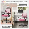 A collage showing a pink office chair in two different settings, one in a child's room and another in a more general office/bedroom setting. Produktbild-Vorschau