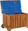 A wooden garden chest with its lid open, revealing a blue liner. Náhled obrázku produktu