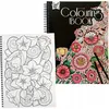 A collage of two coloring books, one open to a black and white floral design and the other showing a colored floral design on its cover. Produktbild-Vorschau
