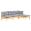 vidaXL 4-tlg. Garten-Lounge-Set mit Grauen Kissen Produktbild-Vorschau 3