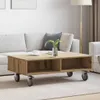 vidaXL Beistelltisch mit Rädern Artisan-Eiche 90 x 50 x 30 Produktbild-Vorschau 2