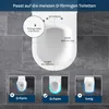 A diagram showing the dimensions of a toilet seat and examples of different toilet seat shapes. Náhled obrázku produktu
