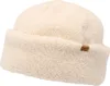 A close-up studio shot of a cream-colored fleece hat. Produktbild-Vorschau