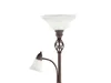 A close-up of a floor lamp with two lights, one on top and a reading light extending from the stem. Produktbild-Vorschau