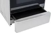 Close-up view of a partially opened drawer on a stainless steel appliance, likely an oven or microwave. Produktbild-Vorschau