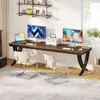 A spacious home office setup with a long desk, two monitors, a laptop, and two chairs. Podgląd zdjęcia produktu