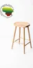 A wooden bar stool is shown against a white background with a circular logo in the top left corner. Produktbild-Vorschau